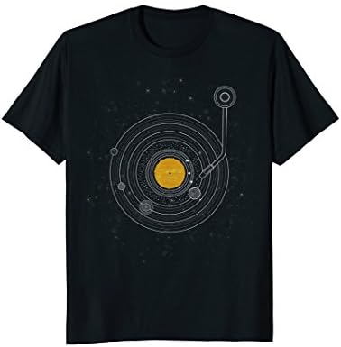Mens Vinyl Record Solar System Space T-Shirt 2XL Black