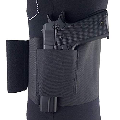 Concealed Carry Belly Band Gun Holster Under Cover Elastic Abdominal Band Pistol Holster with 2 Magazine Pouches (3 Sizes Optional)