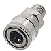 Erie Tools Pressure Washer 1/4in. Male NPT to Quick Connect Socket Stainless Steel Coupler High Temp 4000 PSI 10.5 GPM