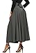 Asvivid Women's High Waist Pleated A Line Long Skirt Front Slit Belted Maxi Skirt S-XXL