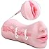 ZEMALIA Masturbators Male Masturbator Sex Toys Double Ends 3D Vagina and Mouth with Realistic Women Face Oral Blow Job Adult Products with Cock Rings Penis Rings for Male Masturbation for Men