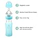 Wawita Glass Baby Bottle with Protective Silicone, Anti-Colic System and Soft Medical Breast-Like Silicone Nipple, Lightweight, BPA Free, Natural Breastfeeding Bottle, Medium Flow, Blue 8 Ounces
