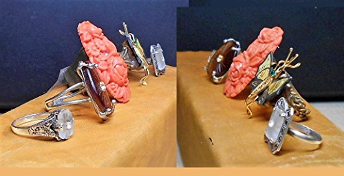 image for EMENOW 1 Vintage Damascene Butterfly Brass Ring w/Antennae,Legs & Gree