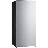 Modern Upright Freezer, Reversible Door Hinge, Removable Shelves - 7.1 Cu ft Capacity (Stainless Steel)