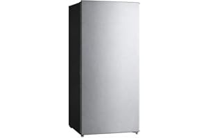 Modern Upright Freezer, Reversible Door Hinge, Removable Shelves - 7.1 Cu ft Capacity (Stainless Steel)