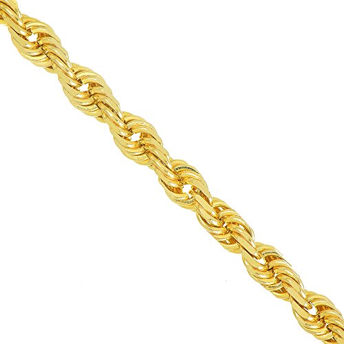 10K Hollow Yellow Gold 1.5mm Diamond-Cut Lite Sparkle Rope Chain Necklace 18
