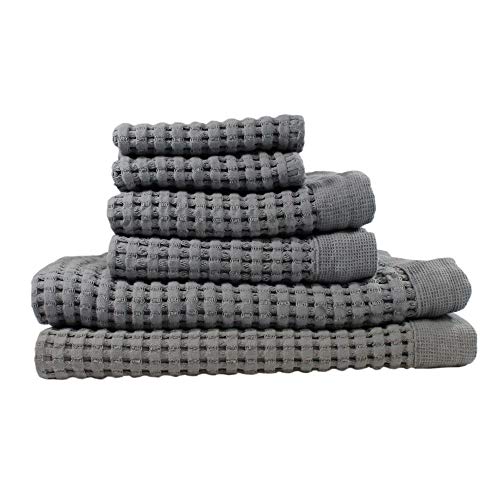 GILDEN TREE Waffle Towel Set Quick Dry Thin 2 Bath Towels 2 Hand Towels 2 Washcloths