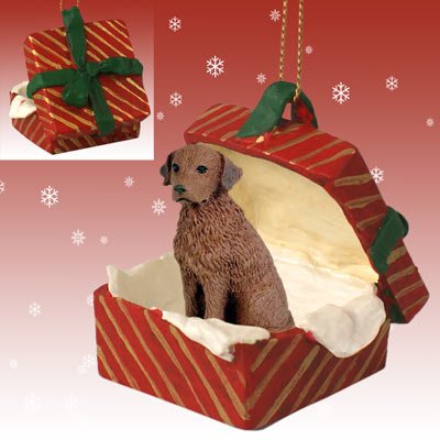 Conversation Concepts Chesapeake Bay Retriever Gift Box Red Ornament by Eyedeal Figurines