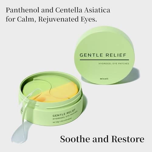 MISOLI GENTLE RELIEF UNDER EYE PATCHES | CALMING EYE TREATMENT GEL MASKS WITH 3-CICA COMPLEX & PANTHENOL | UNDER EYE MASKS FOR DARK CIRCLES AND PUFFINESS, UNDER EYE BAGS, WRINKLE CARE, MEN AND WOMEN
