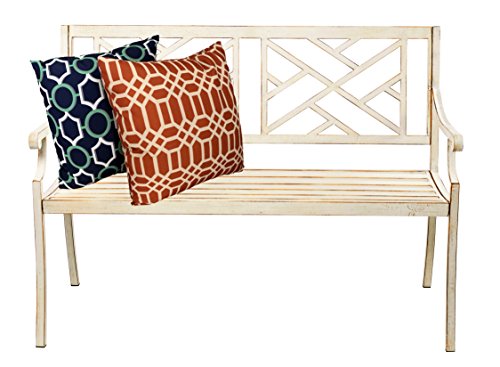 Kanstar Patio Garden Bench Park Yard Outdoor Furniture Steel Frame Porch Chair Seat, 48" L - Thumbnail 2