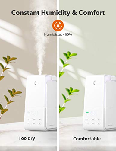 4L Quiet Humidifiers for Large Room,Ultrasonic Cool Mist Humidifiers with Humidistat,Plants humidifier indoor,Easy Use,LED Display,Sleep Mode,Large Room Humidifiers for Bedroom/Home, White