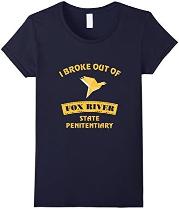 Women's Prison: I broke out of Fox River state penitentiary T-shirt Small Navy