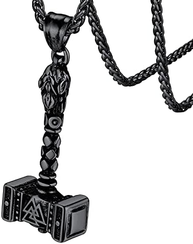 FaithHeart Viking Thor's Hammer Talisman Necklace for Men, Vintage