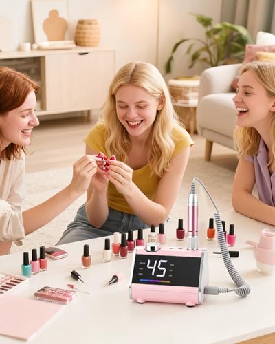 CozyZen Taladro de Uñas Eléctrico Profesional | 45000 RPM, Lijadora con Pantalla LCD, Control Manual y de Pie, Bajo Ruido para Uñas Acrílico/Gel, Manicura y Pedicura