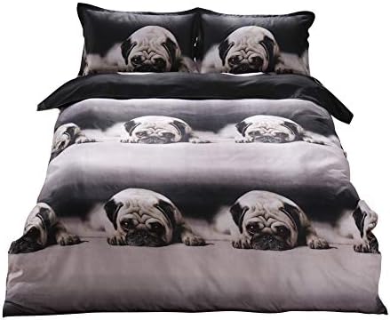 Onlyway Pug Puppy Dug Single/US Twin Duvet Cover Set & Pillowcases Sets Animal Bedding Sets