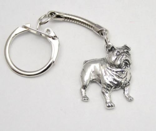 Solid Pewter British Bulldog Keychain