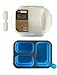 Fit Factor Collapsible Meal Prep Container, Bento Lunch Box, Food Container; 3 Compartments, Leak Proof, Microwave and Dishwasher Safe; BPA-Free (48 ounces, Blue)