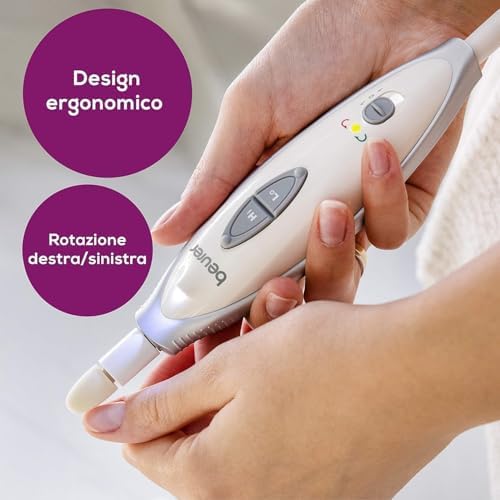 MP 41 Fresa Elettrica per Unghie con 7 Accessori in Zaffiro e Feltro, Manicure e Pedicure Professionale a 4600 Giri/min, Luce LED, Rotazione Reversibile, Adatto a Diabetici, con Custodia