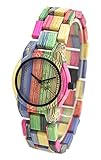 FunkyTop Women's Wooden Watch Bamboo Analog Quartz Lightweight Handmade Wrist Watch