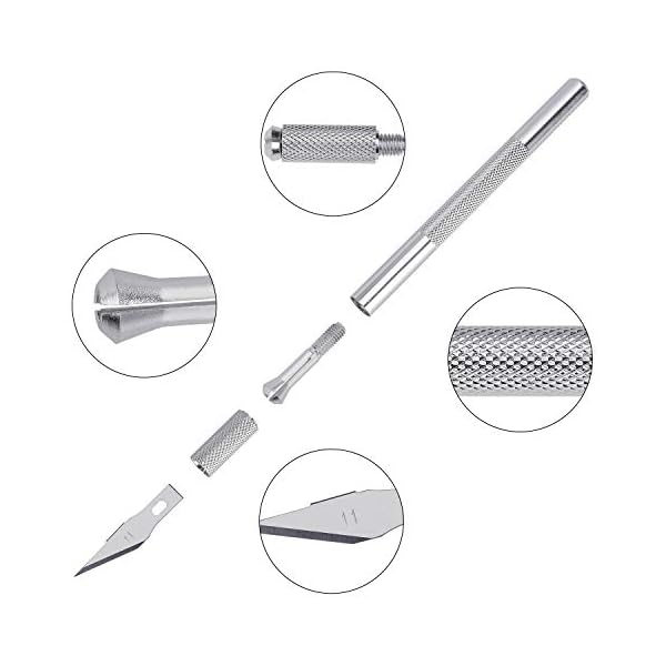 Bastelmesser Hobbymesser mit 2 stk Griffen und 40 stk Art Ersatzklingen Precision Craft Knife Skalpell Set fÃ¼r Gravur Skulptur DIY 42PCS – Bild 3