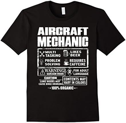 Men's Aircraft Mechanic T-Shirt Large Black