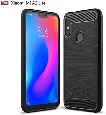 DEGOL Xiaomi Mi A2 Lite Case with in-Built Flexible Protection Frame, Lightweight Soft TPU Bumper, Elastic and Shock-Absorbing Gel, Carbon Fiber Design, for Xiaomi Mi A2 Lite – Black