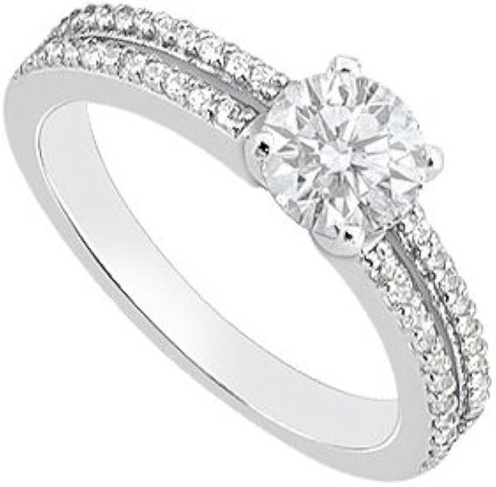 Cubic Zirconia Engagement Ring in 14K White Gold of 1 Carat Totaling of