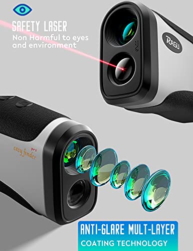 RAGU Laser Golf Rangefinder with Slope - Dual LCD Screen, Flag-Lock, Vibration Continuous Scan - High Precision - for Golf Hunting Hiking Measuring Decoration