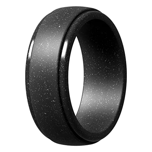 ThunderFit Silicone Rings for Men, Step Edge 10mm Wide 2.5mm Thick