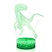 3D Illusion Velociraptor Dinosaur Night Lamp, 7 Color Change, Touch White Crack Base