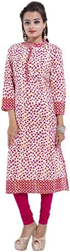 RISHABH Women's Cotton Straight Jaipuri Kurti S Pink