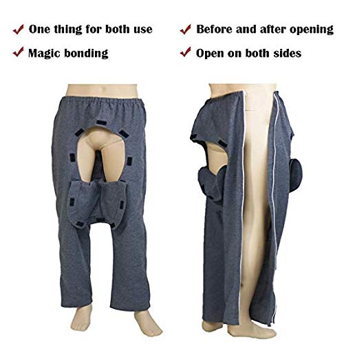 BIHIKI Patient Pants Clothing for Disability Elderly Surgery Patients,Easy to Wear Off,Hospital/Home Care Nursing Aid,Suit for Fracture, Incontinence,Bedridden Patients/Elderly (L)