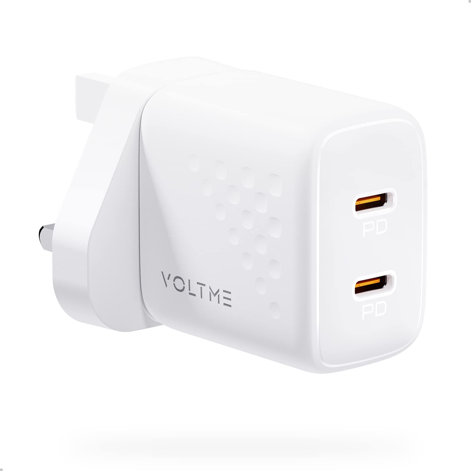 VOLTME USB C Plug, Multi USB Plug 20W white, Charger USB C doubleUK Plug PD 3.0 USB-C, Fast Charge Plug for iphone 15/14, Galaxy, Pixel 4/3, iPad/iPad mini