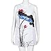 Orangeskycn Vintage Boho Women Summer Sleeveless Beach Printed Short Mini Dress (M, white)