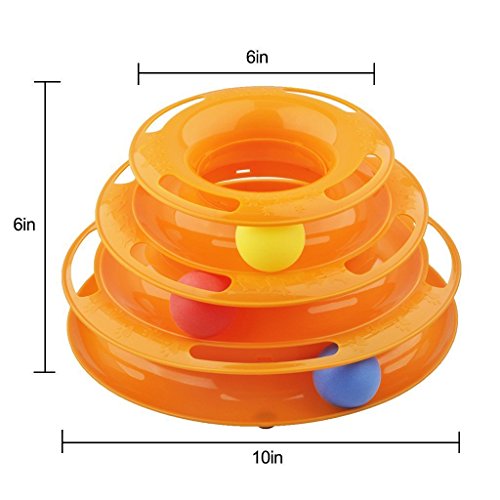 OWIKAR Tower Of Tracks Interactive Cat Toy, Three Levers Pet Toy Amusement Plate Crazy Ball Disk Cat Scratching Ball Toy for Multiple Cats - Thumbnail 3