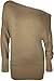 WearAll Women's Off-Shoulder Batwing Top - Mocha - US 8-10 (UK 12-14)