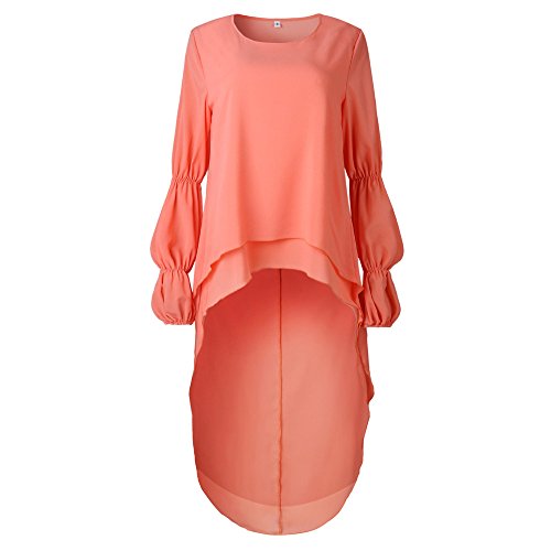 Irregular Blouse for Women,SMALLE◕‿◕ 2019 Women Casual Lantern Sleeve High Irregular Shirt Dress for Women Orange