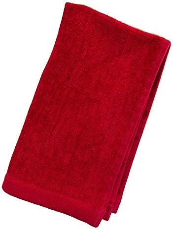 Deluxe Hemmed Fingertip Velour Towel 11in x 18in, 100% Cotton (3, Red)
