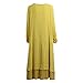 Romacci Women Boho Dress Casual Irregular Maxi Dresses Layer Vintage Loose Long Sleeve Linen Dress with Pockets,XX-Large,Yellow
