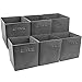 Sorbus Storage Cubes - 11 Inch Foldable Fabric Baskets for Organizing Pantry, Closet, Shelf, Cubby - 6 Grey Collapsible Cloth Storage Bins with Handle for Home, Bedroom