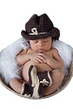 CX-Queen® Baby Photography Prop Handmade Crochet Knit Cowboy Hat boots Outfit