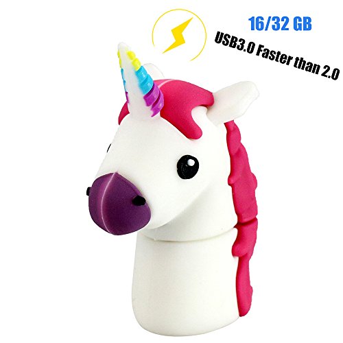 Funnyusb Character USB Flash Drive USB 3.0 32GB Cartoon Unicorn Shape USB High Speed Flash Disk Pen Drive Disk Memory Stick (White)