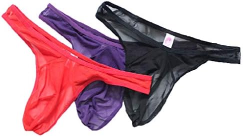 RUNSONE Mens Mesh Thongs Lingerie Breathable Briefs Sexy Underwear See Through Hot Underpants Gift for Boyfriend