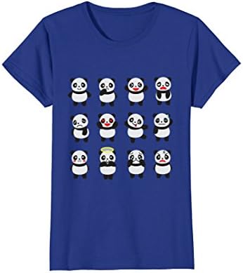 Womens ANIMAL EMOJI | CUTE PANDA BEAR EMOJI COLLAGE T-SHIRT Small Royal Blue