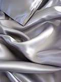 100% Mulberry Silk Charmeuse King Fitted Sheet in Silver Gray Grey