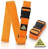 LUGGAGE STRAPS FOR SUITCASE (SET OF 2) - Adjustable Orange Belt Strap to Secure Suitcases and Spot Your Travel Bags Easily
