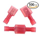 Hilitchi 100pcs 22-16 Gauge Nylon Quick Splice Fully Insulated-Female / Male Spade Terminals Electrical Wire Connector Kit (22-16 A.W.G)