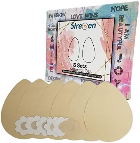 Strezen Adhesive Breast Lift Tape Bra | Enhances Large Cleavage | Petal Pasties Nude