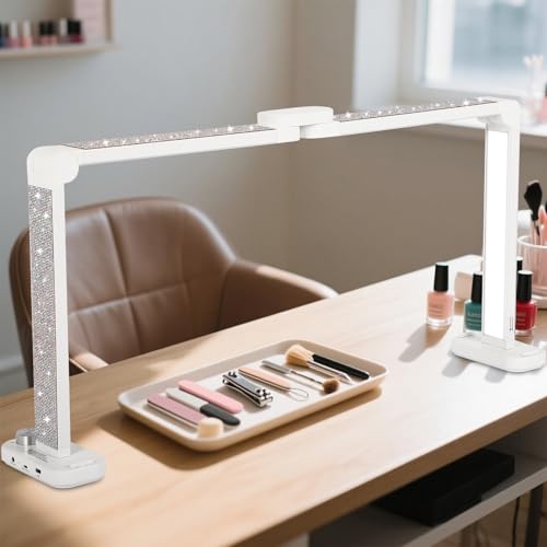 FAHKNS Large Half-Moon Light for Nail Desk, 34IN Foldable LED Lamp with Phone H…