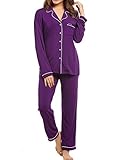 Ekouaer Women's Lightweight Soft Knit Pajama Set with Pants Purple M=US (8,10)